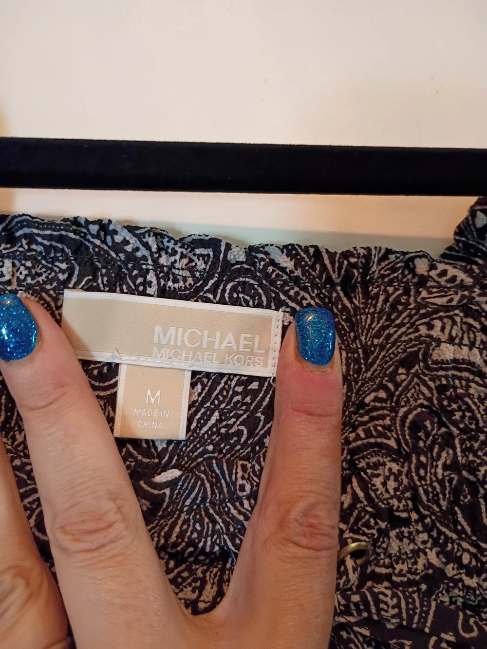 Michael Kors Black Paisley Cold-Shoulder Blouse